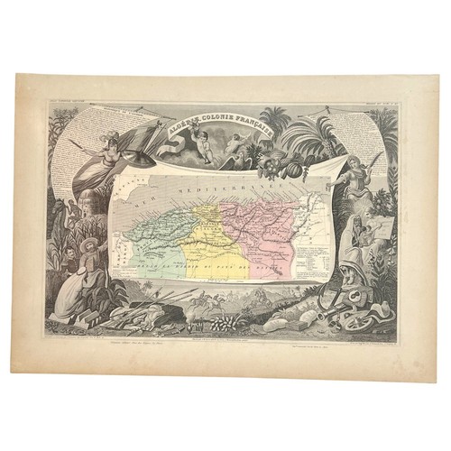 Mappa colorata mano 1860 - colorata,