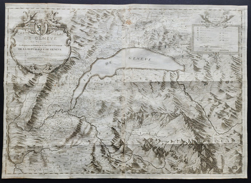 Antica mappa 1730 del lago - mappa,