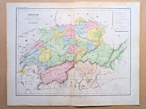 Antica mappa della svizzera - svizzera, in