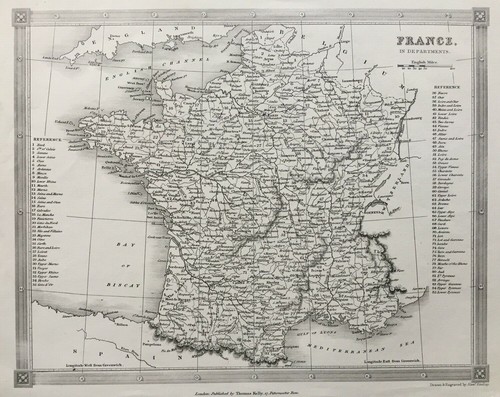 Mappa antica 1841 - francia, nei
