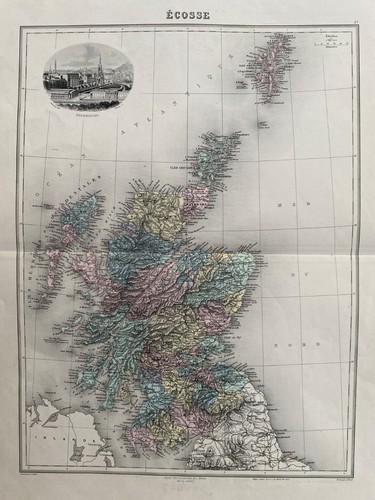 Mappa antica 1892 ecosse - mappa,