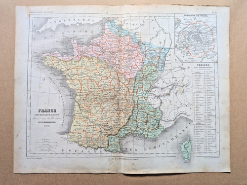 Antica mappa della francia - antica,