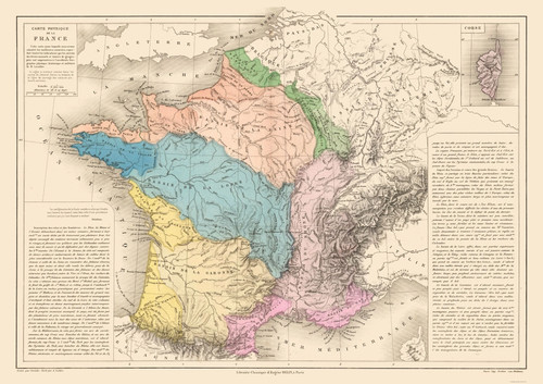 Mappa storica francia fisica - storica,