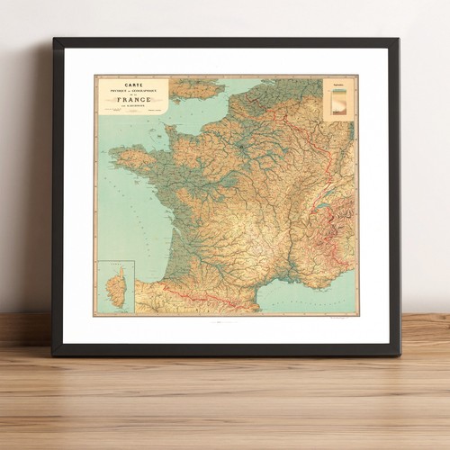 Francia vecchia mappa 1880 - |,