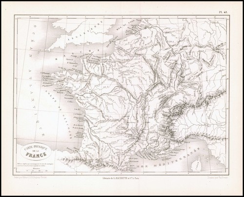 1865 antica mappa francia - 1865,