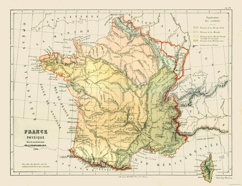 Mappa storica francia fisica - -,
